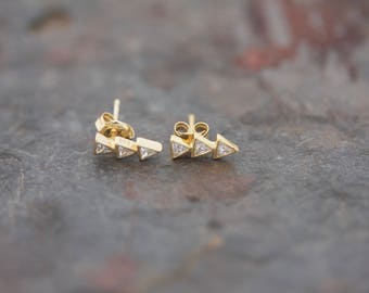 Triple triangle post earrings