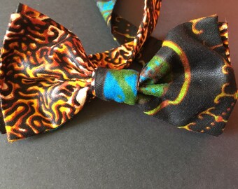Noeud Papillon double en tissu africain femme mixte wax imprimé motifs liberty scratch mixte homme femme ethnique original fantaisie rose