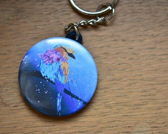 A colorful bird keychain