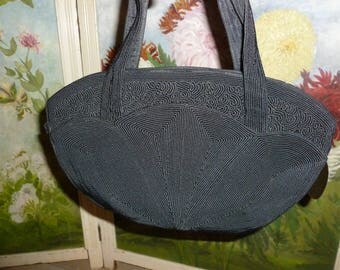 Vintage Genuine Black Corde Handbag / Purse 1950's
