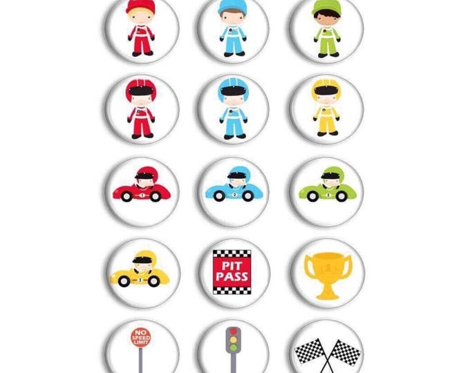 Race Car Magnet Sets - Boy's Birthday Party - Party Favors - Pretend Play - Preschool Learning - Fridge Magnets - Tic tac toe game
