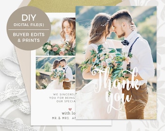 Wedding Thank You Card Template - Wedding Thank You Template, Instant Download, Photoshop Template for Photographers, Photo Thank You Card