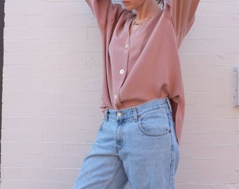NATALIA LS ROUND NECK BLOUSE - DUSTY ROSE
