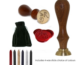25mm Custom Wax Seal Stamp for Wedding Invitations includes 4 Wick Wax Sticks