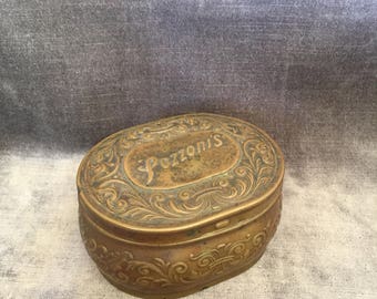 Vintage antique Pozzoni's complexion powder brass bronze copper tin box patented 1912