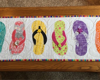 Flip flop Table Runner, Quilted Table Runner, Beach Table Runner, Flip flop Decor