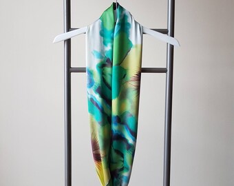 Lightweight Floral Infinity Scarf Women Fashion Accessories Boho Gift for Her Satin Silk Loop Scarf Spring Summer Outdoors Summer Party