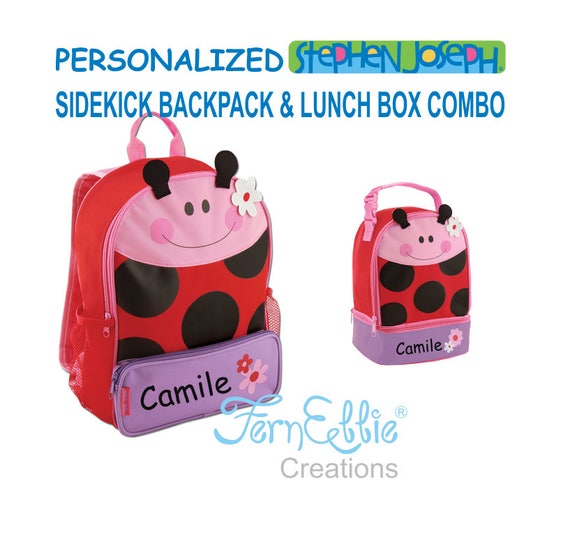 Personalized Stephen Joseph LADYBUG Sidekick Backpack and Lunch Pal Combo.