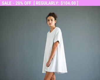 Weekend SALE Women's t shirt dress ,white t shirt dress, oversize t shirt dress,oversize tunic, white shirt dress, minimalist dress,
