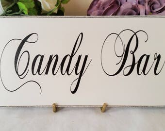 Wedding Sign Candy Bar Sweet Table Wooden Handmade Party Favours Vintage Off White Shabby Chic Venue Decor 262
