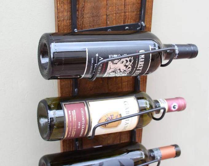 Rustic Wall Wine Rack | 5-Bottle Wood Wine Display