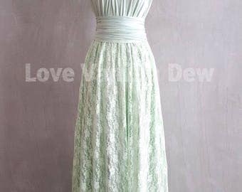 Bridesmaid Dress Infinity Dresses Mint Lace Floor Length Maxi Wrap Convertible Dress Wedding Dress