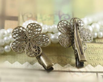 X 2 25 * 35mm (T215) bronze flower Bobby pins