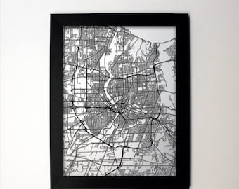 SUMMER SALE Rochester Map / Laser Cut Map / Rochester NY / Rochester Art / Rochester New York / Framed Map / Wedding Gift / Anniversary Gift