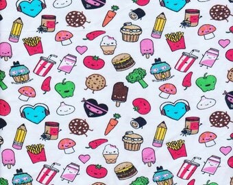 Feel a Good Snacks Food David and Goliath Cotton Jersey KNit Fabric