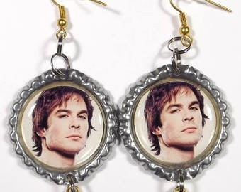 25% OFF SALE Ian Somerhalder Earrings - 1 Pair - With Double Star Charms Vampire Diaries Damon