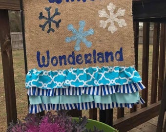 Winter Wonderland Burlap Garden Flag