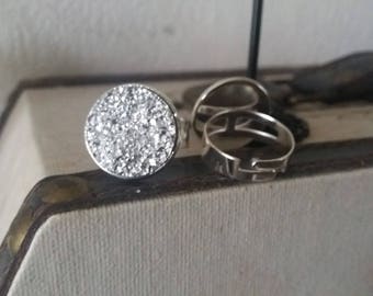 ring adjustable Crystal white effect guaranteed unique piece