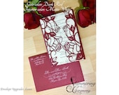 roses laser cut wedding gatefold invitation black cut paper gothic halloween classic romantic