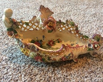 Vintage Capodimonte Style Ceramic Bowl