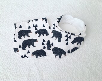 Geometric Bears Baby Bandana Bib and Burp Cloth / Bear Baby Boy Gifts / Woodland Baby Shower Gift / Drool Bib / Bibs Burp Cloths