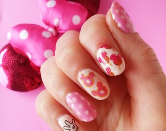 DISNEY DREAMS PACK - Choice of 2 Minnie and Mickey Mouse, and Disney Treats, Water Slide Nail Decals, Original Illustration!