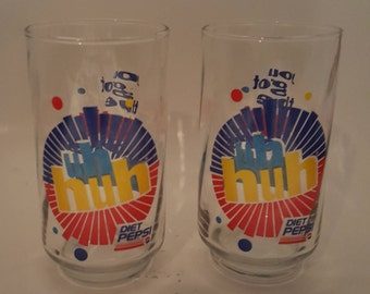 1980's Diet Pepsi Uh Huh You Got The Right One Baby Glasses - 2