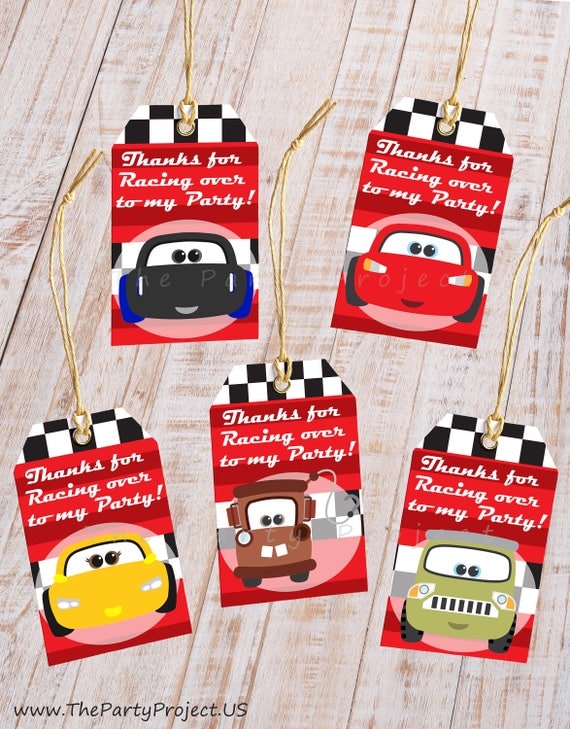 DIY PRINTABLE Cars thank you tags Cars 3 goody bag tags giveaway
