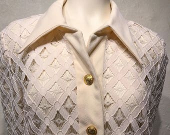 Vintage Lace Long Sleeved Button Up Blouse