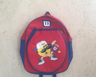 Vintage 80s 90s Kids Tennis Backpack Emoji Player by Wilson