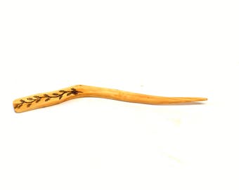 Hand carved Juniper Wood Shawl Pin, Scarf Pin, Wood hair stick, wood hair accessories, hair pin