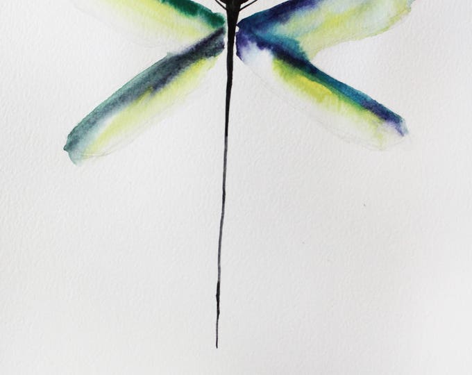 ORIGINAL watercolor DRAGONFLY,  painting watercolor, original art for home, decor for her, gift art, Nature Illustration, dragonfly art OOAK