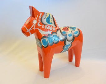 Nils Olsson Traditional Swedish Folk Art Dala Horse; 10"; Signed