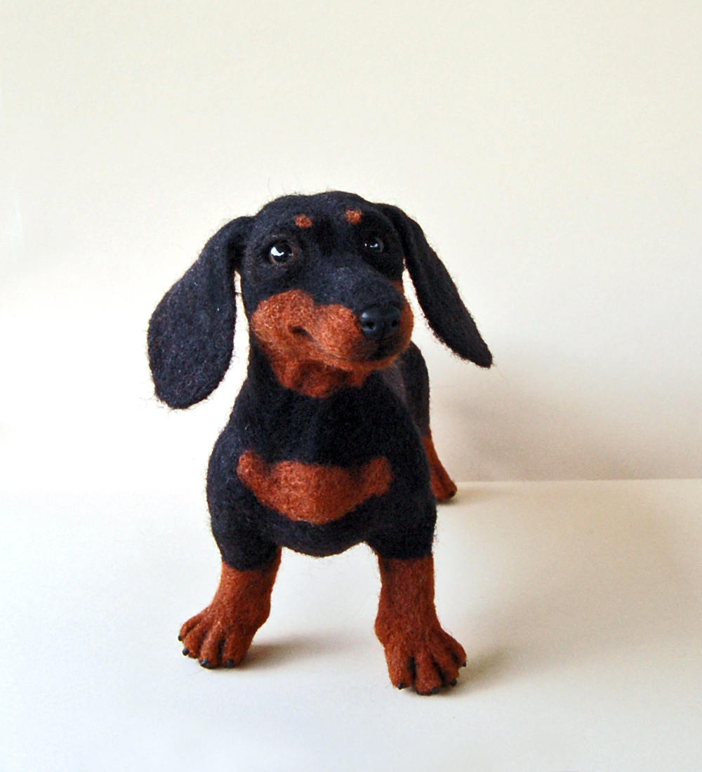 Needle felted dachshund. Needle felted dog. Needle felted