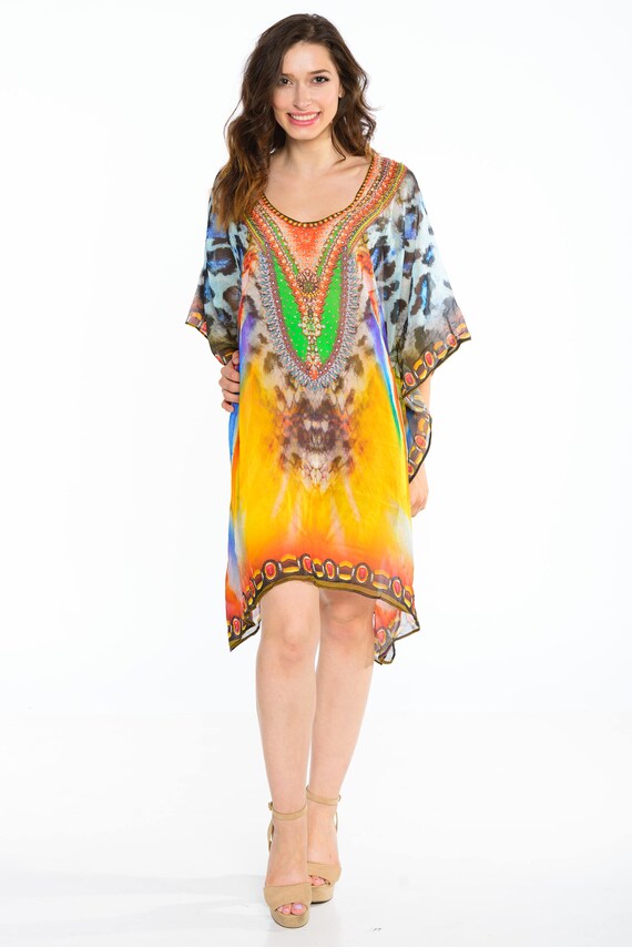 caftan beach dresses short kaftan dress in leopard animal