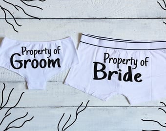 Property Of Bride, Property Of Groom, Wedding Underwear, Groom boxers, Bride Panties, Wedding Lingerie, Groom Underwear, Bride Underwear