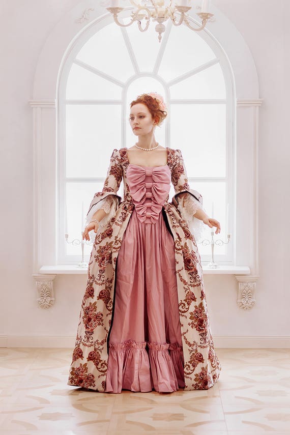 Rococo 18th century Robe a la Francais dress with floral