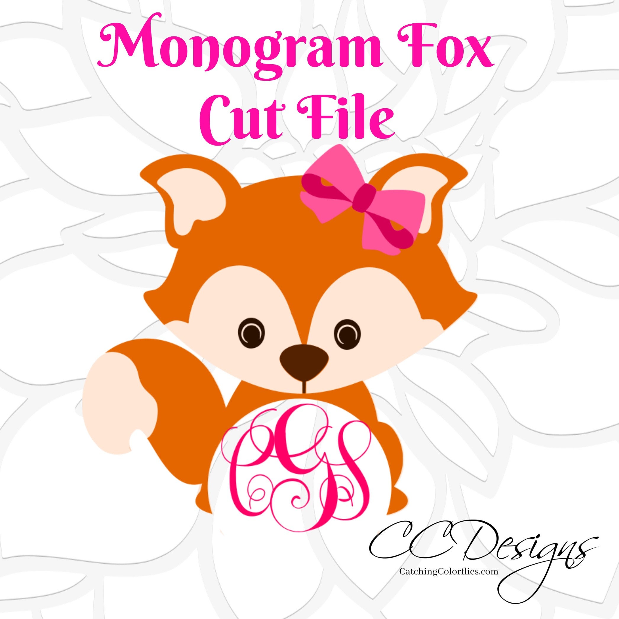 Circle Monogram Baby Fox SVG & DXF Cutting Files Cute Fox Png
