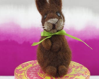 Small needle felted bunny rabbit, natural colour merino wool