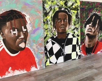 SUPREME INK peinture acrylique sur toile 60 x 80 cm, Travis Scott, Lil Yachty, Playboi Carti, Ian Connor Revenge, 21 Savage, Asap Rocky