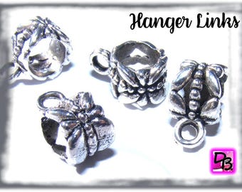 Lot # apprêt # 5 Bélières # papillons # libellule # 11mm # coloris Argent # hanger links # attache pour collier # créations diy # dollydoo
