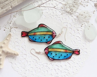 Ocean earrings Tropical fish jewelry Mermaid earrings Diver jewelry Angelfish earrings Hawaii jewelry gift for divers earrings vacation gift