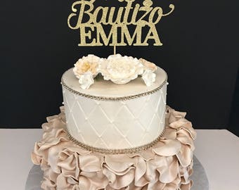 Personalized Mi Bautizo Cake Topper, Baptism Cake Topper, Christening Cake Topper, Any name