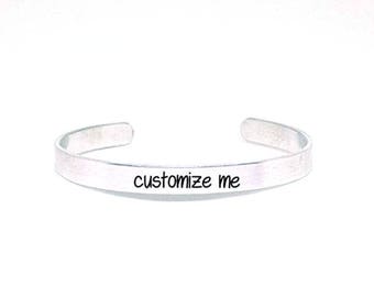 Engraved Bracelet, Hand Stamped Jewelry, Message Bangle, Mantra Bracelet, Handstamped Jewelry, Custom Bracelet, Personalize Engraved Cuff