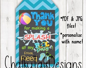 pool party, pool party favors, pool party favor tags, birthday gift tags, pool party gift tags, summer birthday party, pool party ideas