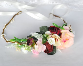 Purple flower Flower headband Headband Wedding flower crown Floral headband Bridal hair wreath Floral hair wreath Bridal headpiece