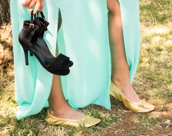Bridesmaid Gift Favor, Bachelorette Party Dancing Shoes, Wedding Favor, Rollup Flats, Fold Up Flats, Emergency Flats, Pain Relief Shoes