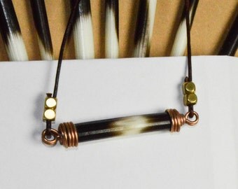 Porcupine Quill Choker Necklace Leather