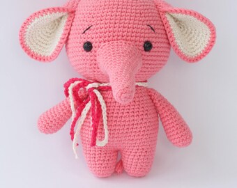 FLUFFYFUN 100% Organic Cotton Baby Toys Pink Elephant Stuffed Animals