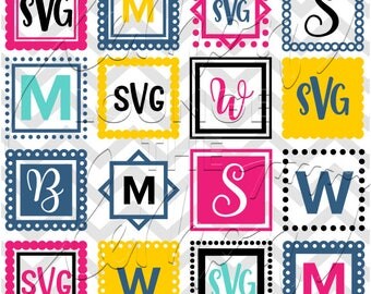 Square Monogram svg, 16 monogram svg, square svg, scallop square monogram svg, monogram cut file, digital cut file, commercial use OK,